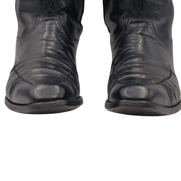Vintage Lucchese San Antonio Mens 11D Black Leather Zip Cowboy Western Boots - Picture 10 of 13
